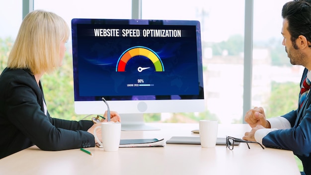 computer software evaluating website loading speed snugly