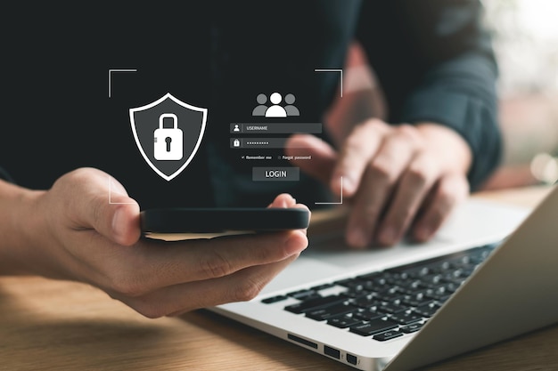 concept of cyber security information security and encryption login user secure access to users personal information secure internet access