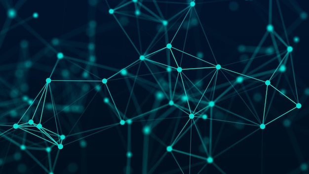 connecting colored lines and dots in space abstract digital backgrounddata network connections3d