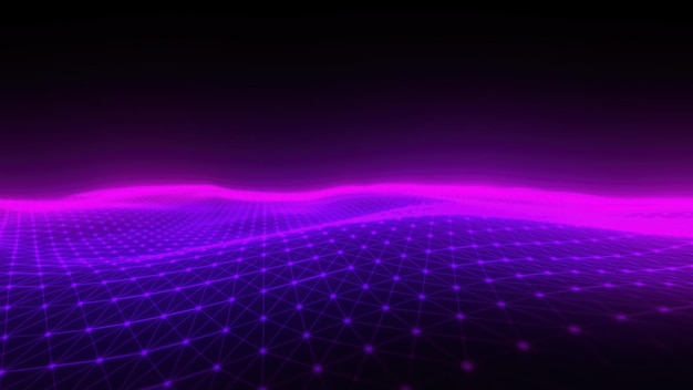 connection dots with purple lines and dots computer generated d render