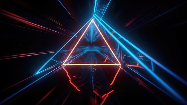 cool geometric triangular figure in a neon laser light generative ai aig21