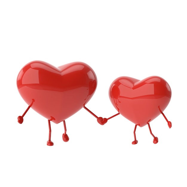 Couple hearts with in love concepts 3D rendering