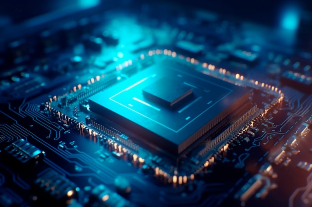 CPU advanced central processing unit concept network security Motherboard chip Technology science background AI generated Selective focus