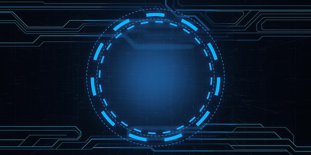 creative bright blue tech background with linear circle innovation and technology concept 3d rendering