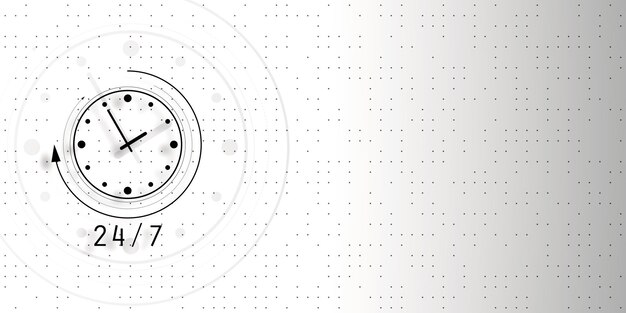 creative clock icon for 24 7 time management concept on a digital background 3d rendering