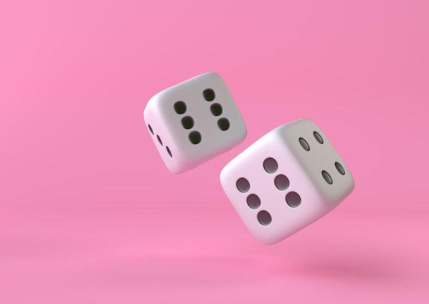 cubes dices on pink background in pastel colors minimalism concept 3d render illustration