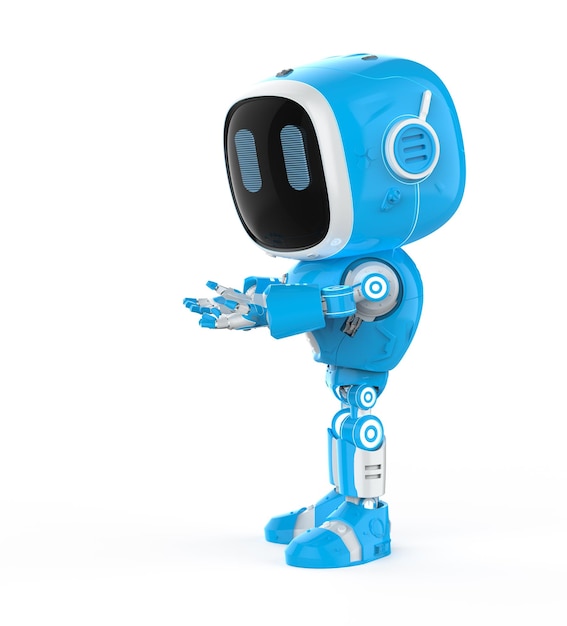 Cute and small artificial intelligence assistant robot open hand