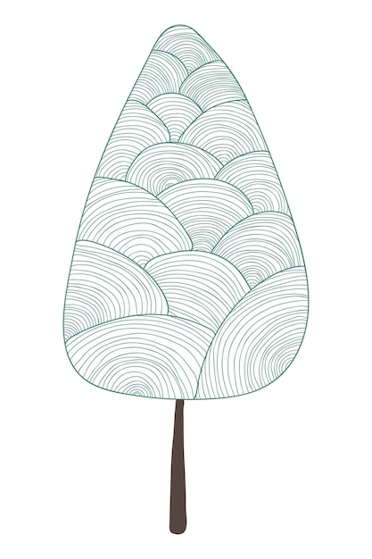 Cute doodle tree sticker design element