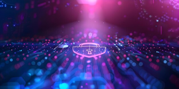 Cybersecurity Symbols in Abstract Art Locks Shields Nodes and Algorithms Concept Abstract Art Cybersecurity Symbols Locks Shields Nodes Algorithms