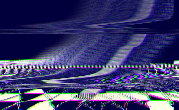 Cyberspace landskap rutenett Gammel TV-skjerm feil Foto glitch TV-signalet fungerer ikke Tekniske problemer grunge bakgrunn Datadekomponering 3D-illustrasjon