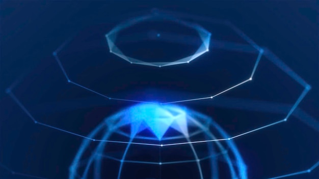 D hologram of ball and spheres motion virtual hologram of planet with geometric spheres abstract