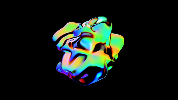 D rendered abstract colorful shape with detailed reflection and dispersion