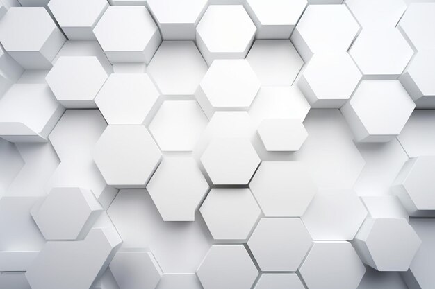 d rendering of abstract hexagonal geometric white surfaces in virtual space