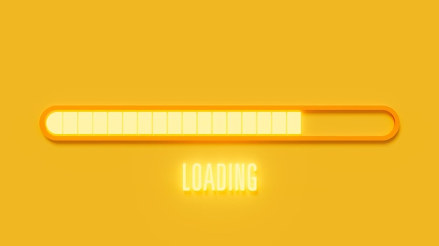 Data loading bar on yellow background high light loading level 3d illustration