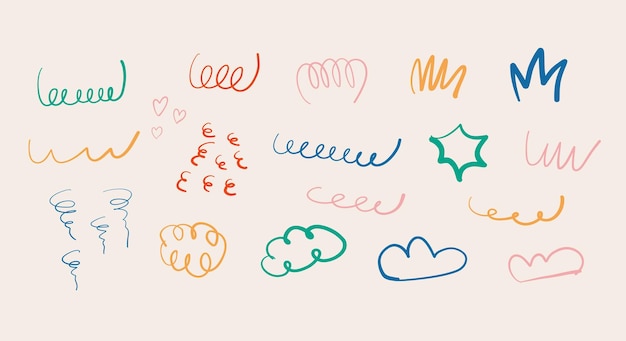 decorative Curl Line Doodle Hand Drawn swirls and flourishes doodle set collection isolated Simple vintage elements