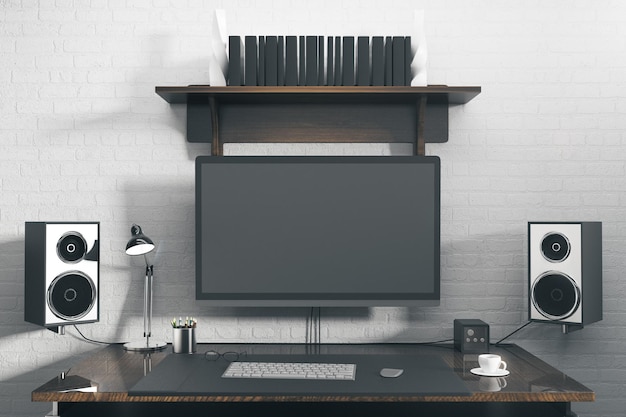 Designer workplace with computer