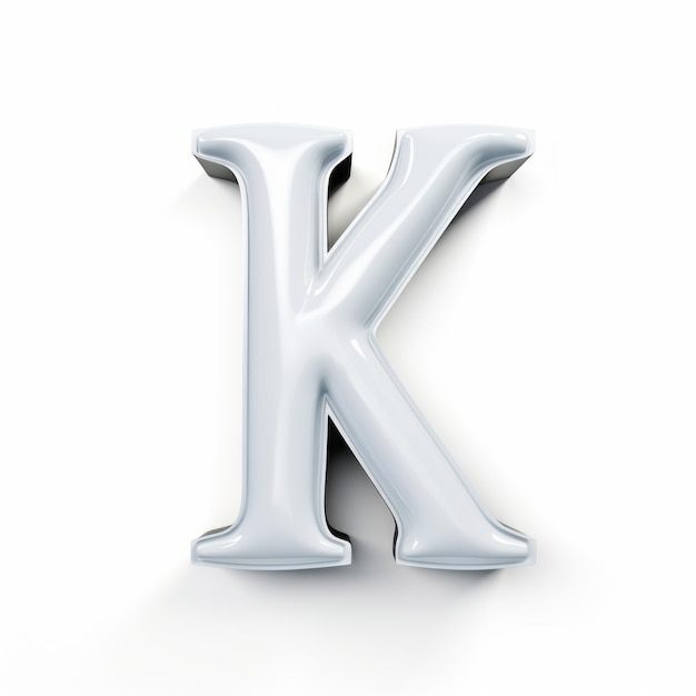 Detailed 3d Illustration Of Silver Letter K On White Background