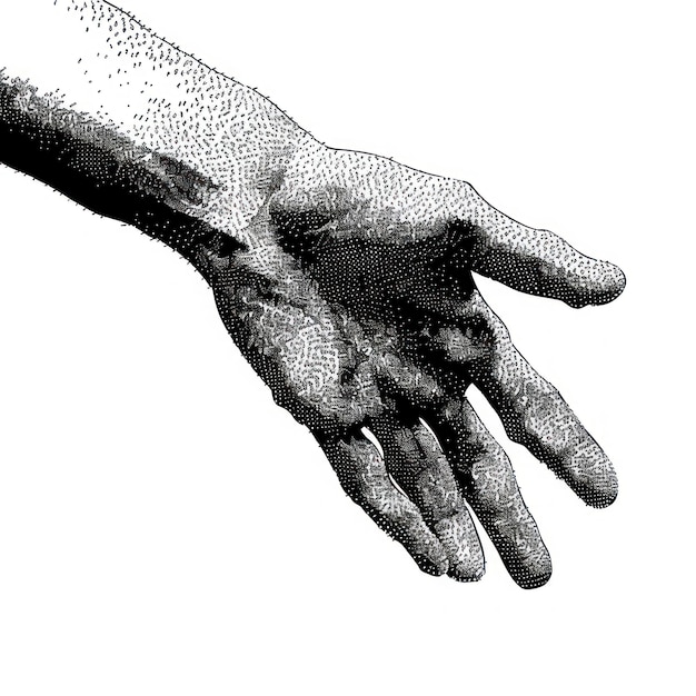 Detailed monochrome hand illustration
