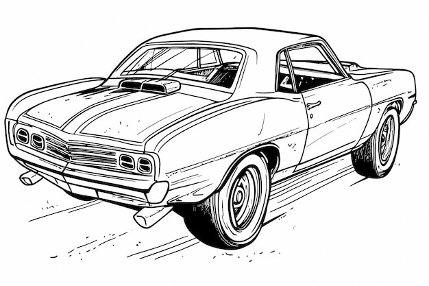 Detailed muscle car coloring page for adults seeking relaxation and creativity