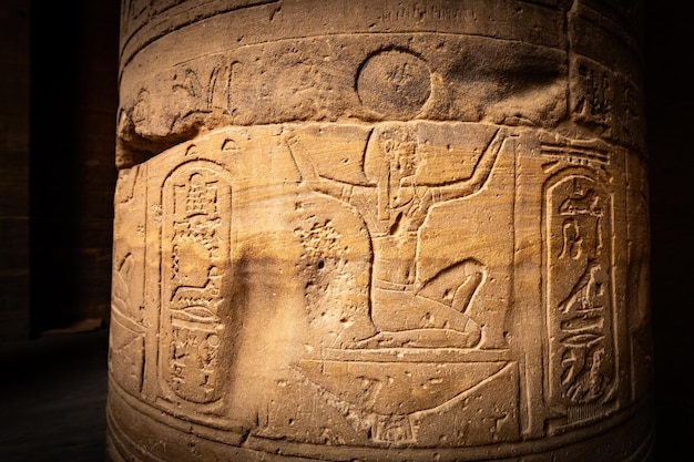 Details of Philae temple in Aswan Upper Egypt