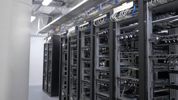 Device for mining crypto currency row of bitcoin miners set up on the wired shelfs mining
