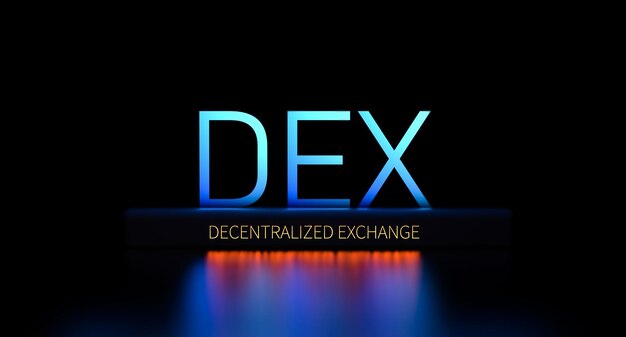 DEX Decentralized exchange Concept neon abbreviation DEX 3D render