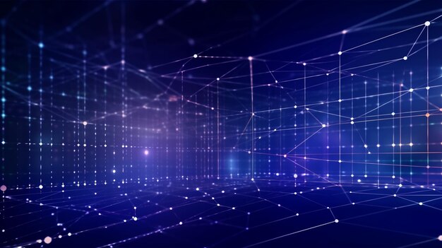 Digital blockchain concept and data transfer system abstract wireframe background