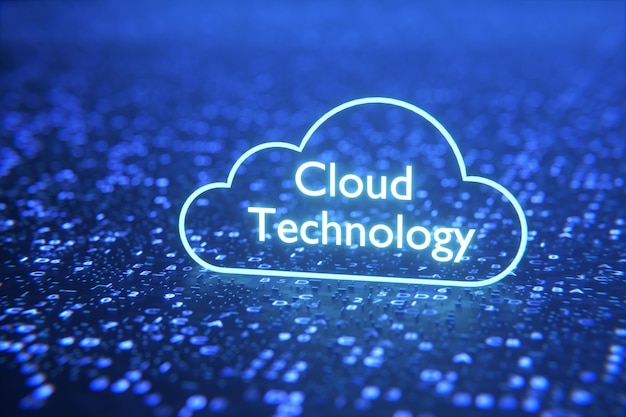 Digital cloud technology background 3d cloud computing service management 3d render