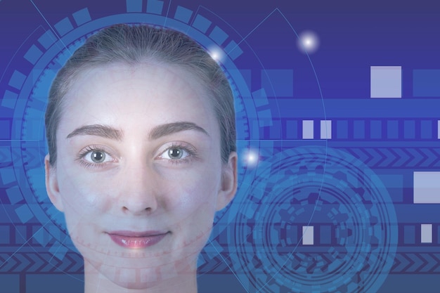 Digital composite portrait of young woman