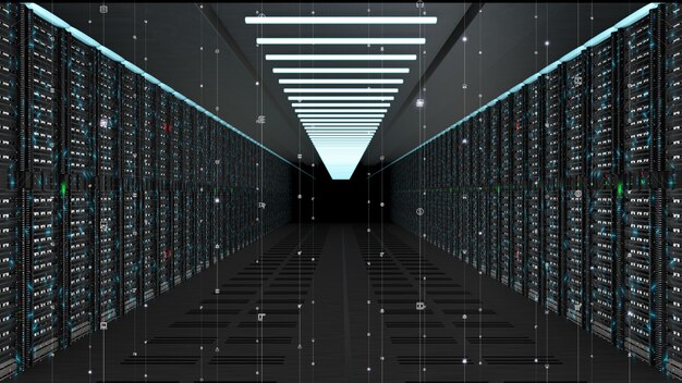 Digital data network servers in a server room
