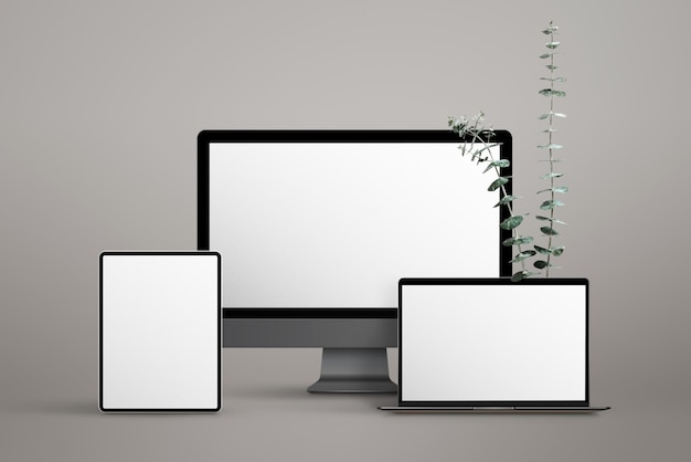 Digital devices screen png mockup transparent design