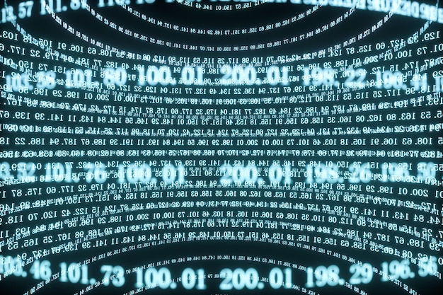 Digital lines made of numbers globe big data background 3d rendering