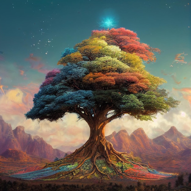 digital painting illustration tree of life highly detailed painting art
