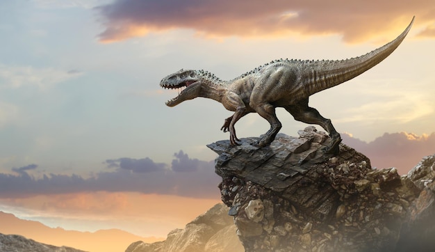 Dinosaur på toppen av fjellklippe