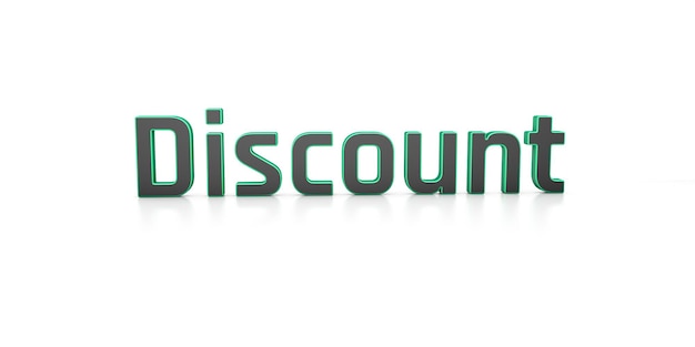 discount written 3d text in white background