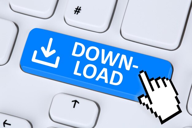 download program or app button symbol on computer keyboard