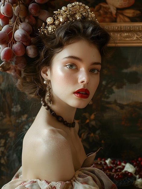dramatic italian fashion portrait with vintage accents and longan tones