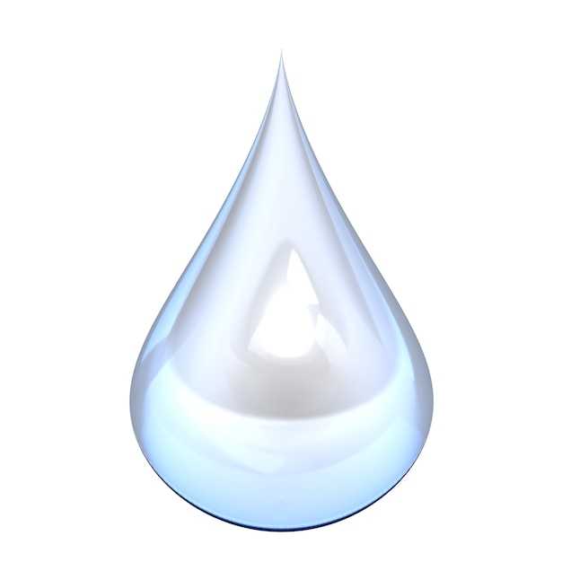 Droplet of water on white background
