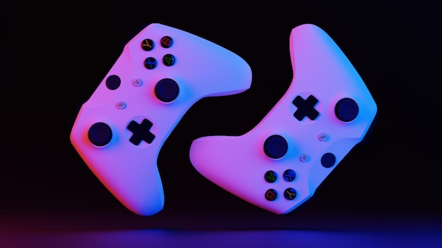 dual white wireless gamepad for gaming, new technology dualshock game console, 3D Rendering