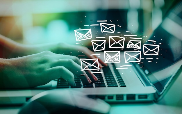 E-post Kommunikasjon Forbindelse melding til e-postkontakter telefon Globale Brev Konsept