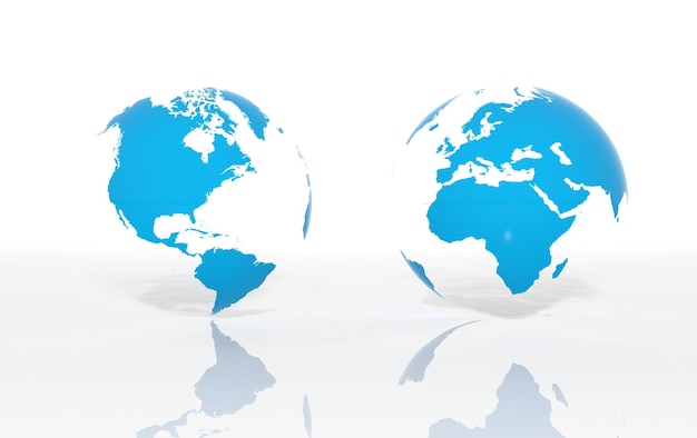 Earth world map on white background