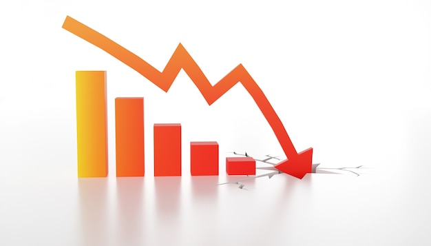 econimical crisis concept. spread in the world, economy is down. 3d illustration