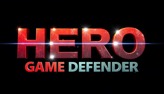 Editable text effect hero game defender style isolated with white highlights