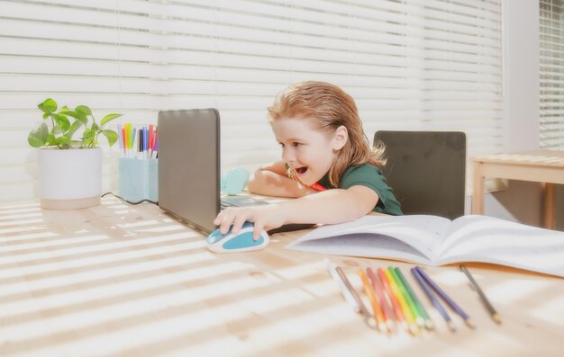 education and distance learning for kids homeschooling school child watching online education class