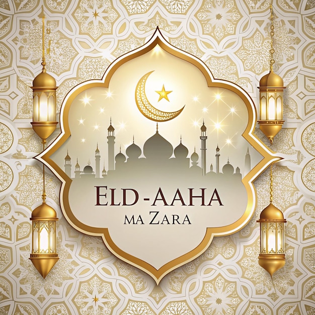 Eid Al Azha Mubarak festival Islamic background isolated on white background Islamic new year illustration