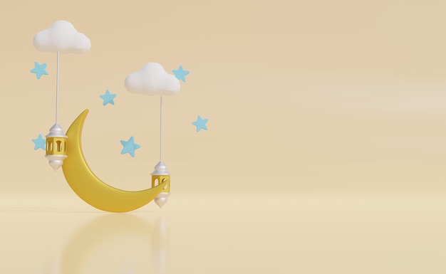 eid al fitr 3d illustrationidul fitri with copy space