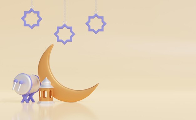 eid al fitr 3d illustrationidul fitri with copy space