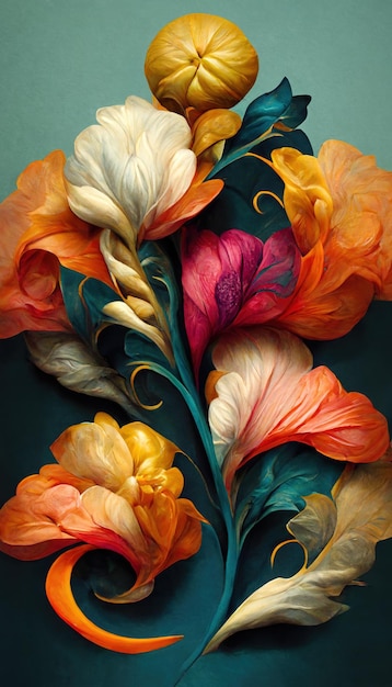 Elegant blomsterbakgrunn i barokkstil. Retro dekorativ blomsterkunst design Digital illustrasjon