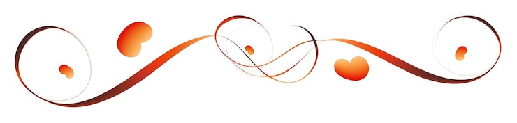 Foto elegant calligraphic ornament of two swirling red hearts and curly lines on a white background