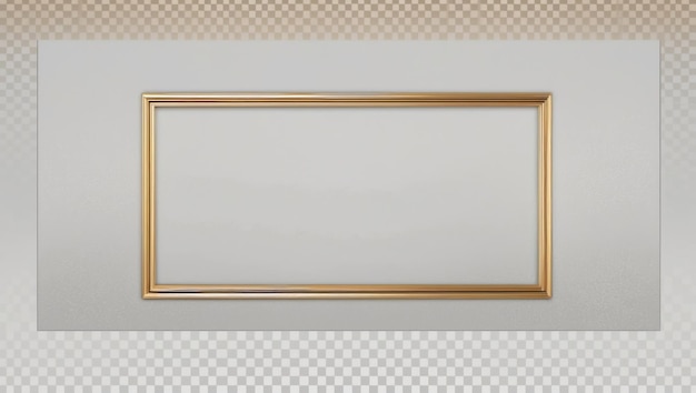 Elegant gold frames on a transparent background for artistic displays